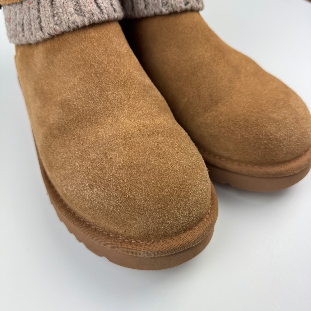 UGG Cambridge 1003175 Womens 10 Chestnut Suede Knit Cuff Buckle Boots - Picture 12 of 14